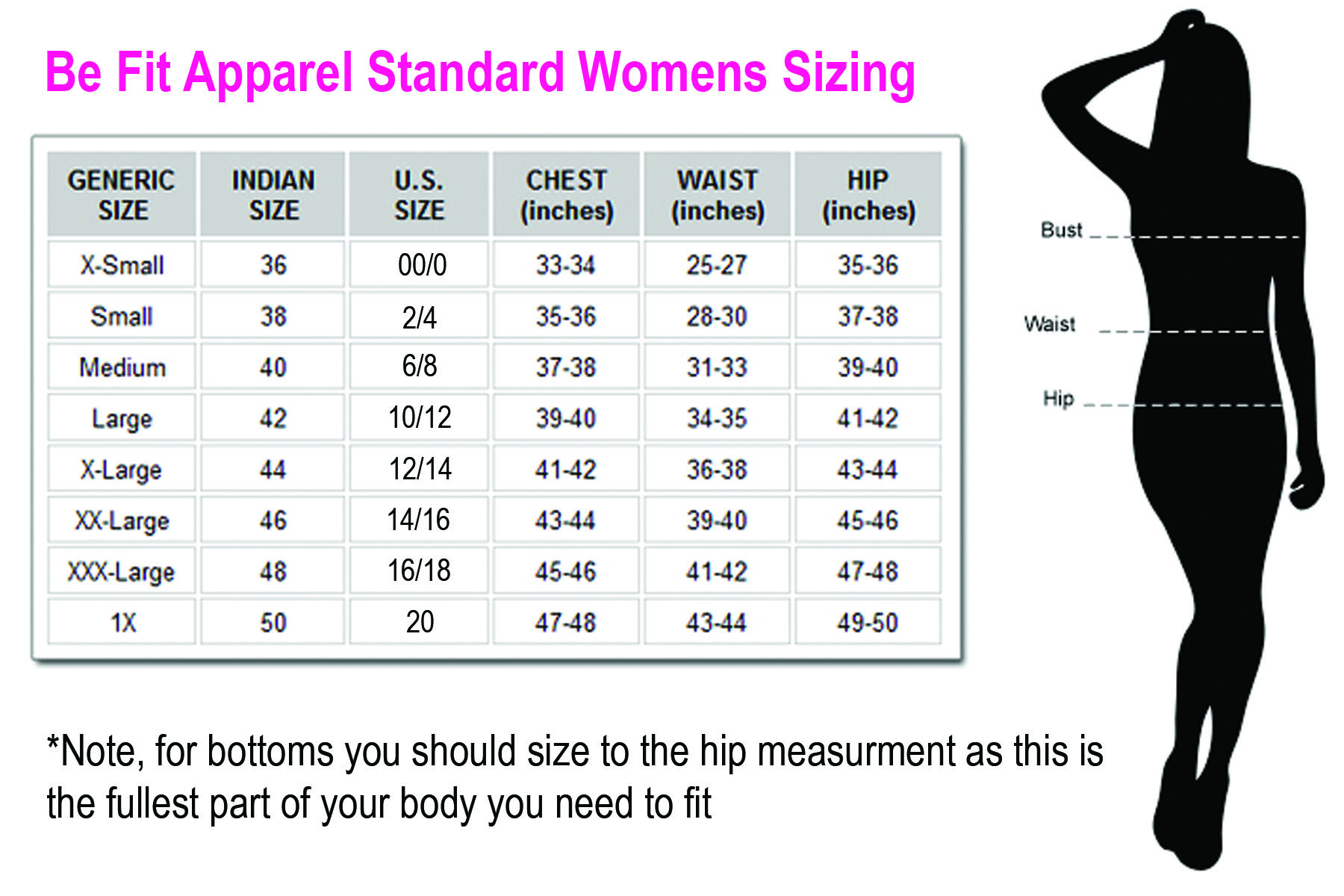 Sizing - Be Fit Apparel